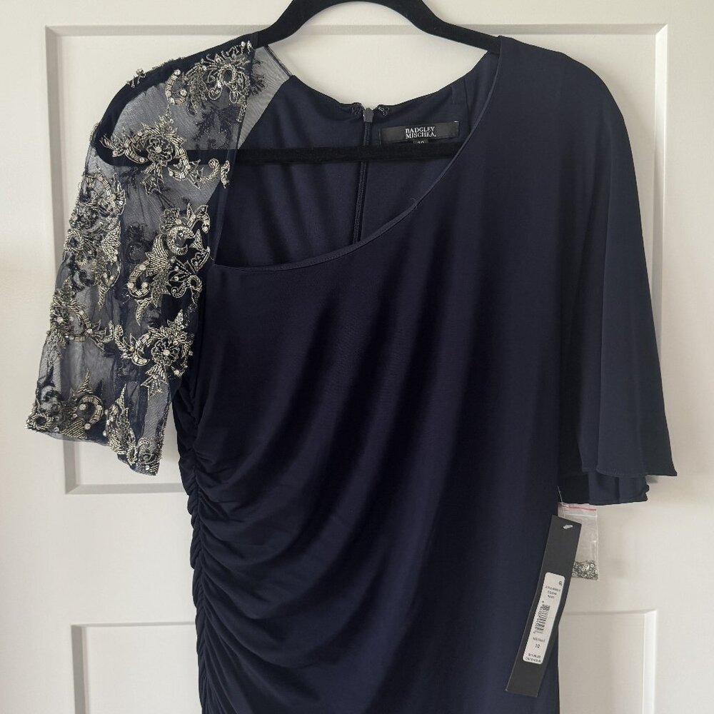 Badgley Mischka Navy Blue Evening Gown, Size 8/10
